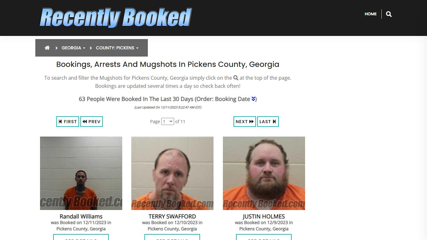 Recent bookings, Arrests, Mugshots in Pickens County, Georgia